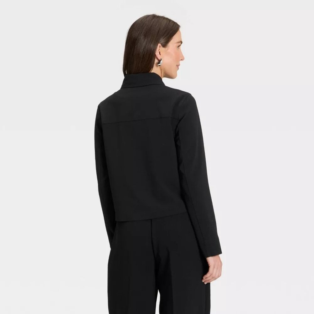 NEW A New Day Plain Weave Shirt Jacket - Black - Size Medium - Picture 2 of 9